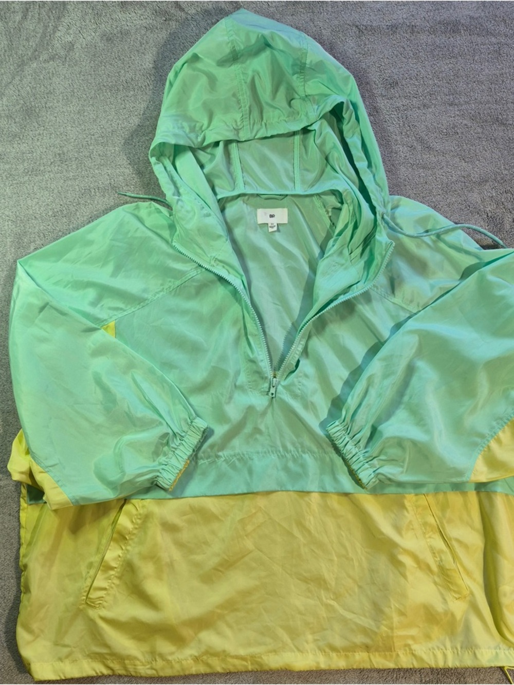 BP Mint Green and Pastel Yellow Windbreaker Pullover Waterproof